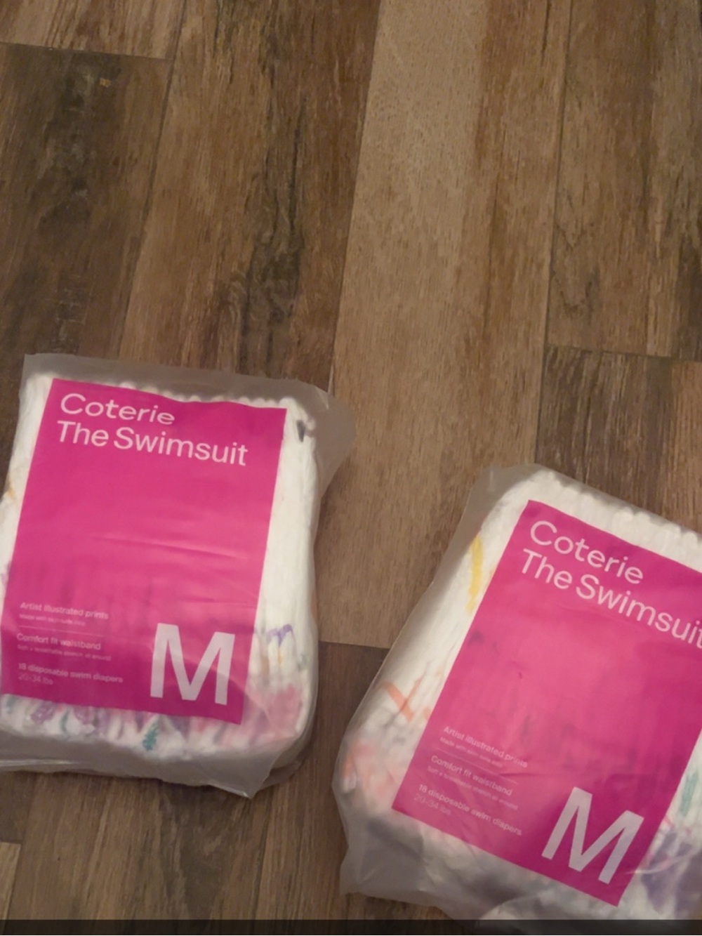 2 packs Coterie disposable swim diapers- medium ( 20-34 lbs)